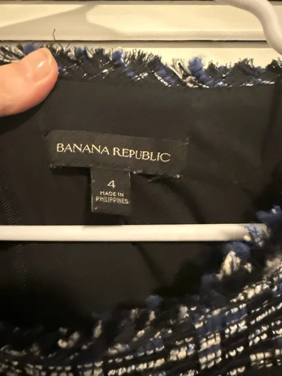 Banana Republic Navy and White Tweed Short-Sleeve Sheath Dress - Picture 3 of 4